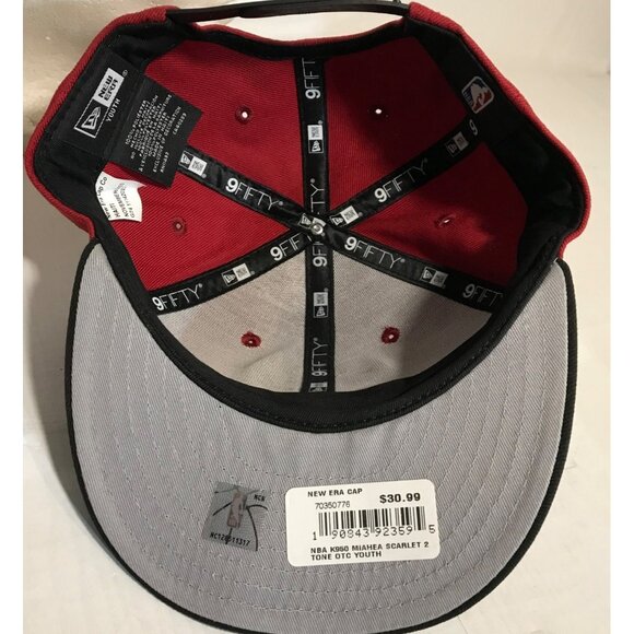 New Era Miami Heat 9Fifty Youth Snapback Cap Embroidered Red & Black NBA - Picture 7 of 9
